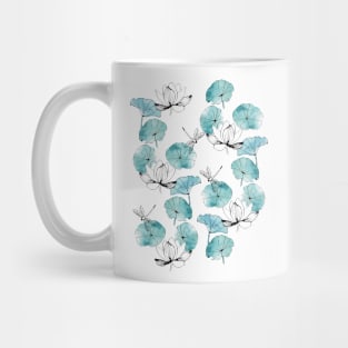 Waterlily dragonfly white Mug